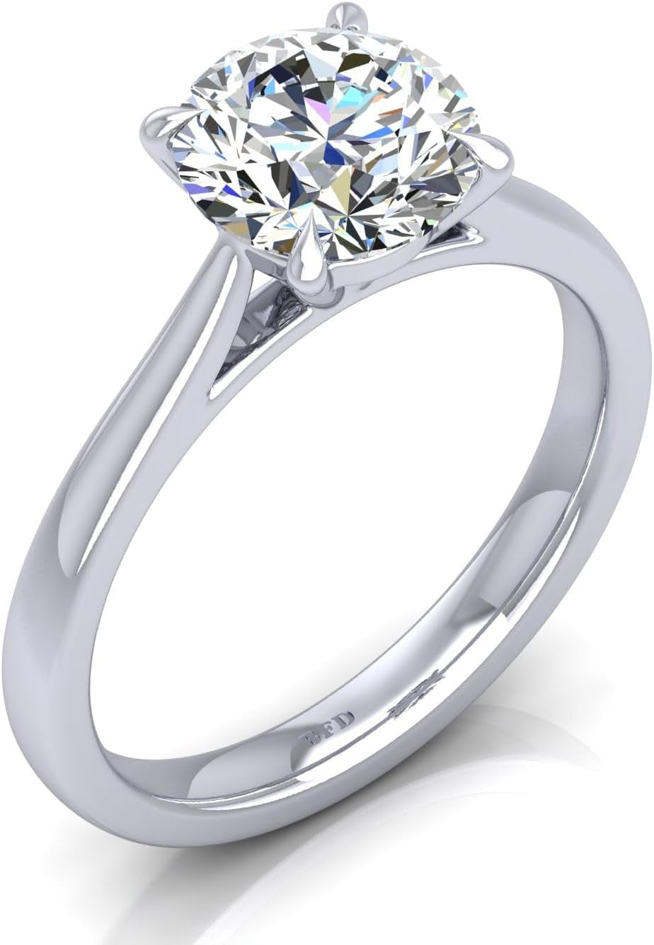 D/VS Lab Grown round Diamond Solitaire Engagement Ring in Platinum for Women (1.00Ct - 2.00Ct)
